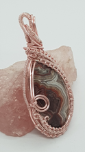 Load image into Gallery viewer, Rose Gold Woven Crazy Lace Agate Cabochon Pendant