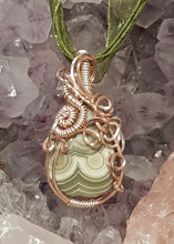 Load image into Gallery viewer, Rose Gold Crazy Lace Agate Cabochon Pendant