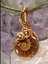 Load image into Gallery viewer, Gold Beaded Ammonite Fossil Pendant