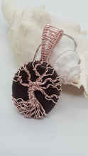 Load image into Gallery viewer, Rose Gold Tree Of Life Brown Beach Stone Pendant