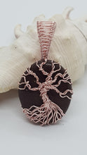 Load image into Gallery viewer, Rose Gold Tree Of Life Brown Beach Stone Pendant