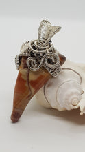 Load image into Gallery viewer, Silver Black Woven Apricot Tumbled Agate Pendant
