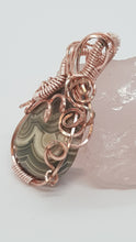 Load image into Gallery viewer, Rose Gold Crazy Lace Agate Cabochon Pendant