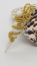 Load image into Gallery viewer, Gold Turret Seashell Pendant with Pearl Bead