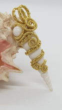 Load image into Gallery viewer, Gold Turret Seashell Pendant with Pearl Bead