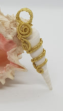 Load image into Gallery viewer, Gold Turret Seashell Pendant with Pearl Bead