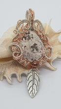 Load image into Gallery viewer, Copper Leaf Dangle Crazy Lace Agate Cabochon Pendant