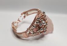 Load image into Gallery viewer, Rose Gold & Silver Beaded Diamante Bangle