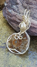 Load image into Gallery viewer, Silver Beaded Ammonite Fossil Pendant