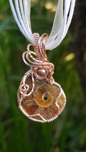 Load image into Gallery viewer, Rose Gold Swirly Beaded Ammonite Fossil Pendant