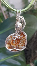 Load image into Gallery viewer, Silver Beaded Ammonite Fossil Pendant