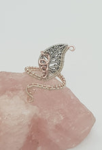 Load image into Gallery viewer, Silver & Rose Gold Adjustable Leaf Ring