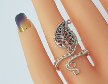 Load image into Gallery viewer, Silver & Rose Gold Adjustable Leaf Ring