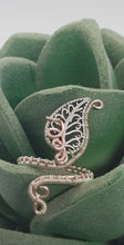 Load image into Gallery viewer, Silver & Rose Gold Adjustable Leaf Ring