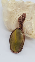 Load image into Gallery viewer, Antique Copper Wire Wrapped Bumble Bee Jasper Cabochon Pendant