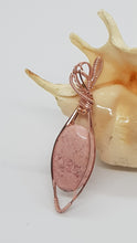 Load image into Gallery viewer, Rose Gold Wire Wrapped Pink Rhodochrosite Cabochon Pendant