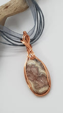 Load image into Gallery viewer, Copper Wire Wrapped Crazy Lace Agate Cabochon Pendant