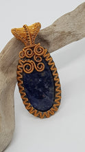Load image into Gallery viewer, Hematite & Bronze Wire Wrapped Sodalite Cabochon Pendant