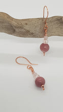 Load image into Gallery viewer, Rose Gold Rhodochrosite Gemstone Bead Earrings