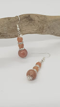 Load image into Gallery viewer, Silver Rhinestone Rhodochrosite Gemstone Earrings