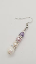 Load image into Gallery viewer, Silver Rhinestone Rondelle Pastel Pearl Beaded Earrings
