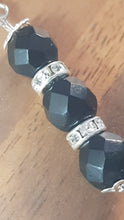 Load image into Gallery viewer, Silver Rhinestone Faceted Black Crystal Bead Earrings