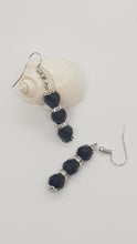 Load image into Gallery viewer, Silver Rhinestone Faceted Black Crystal Bead Earrings