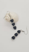 Load image into Gallery viewer, Silver Rhinestone Faceted Black Crystal Bead Earrings