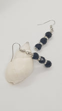 Load image into Gallery viewer, Silver Rhinestone Faceted Black Crystal Bead Earrings