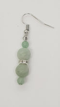 Load image into Gallery viewer, Silver Rhinestone Rondelle Amazonite Aventurine Gemstone Bead Earrings