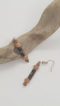 Load image into Gallery viewer, Rose Gold Rhodonite Sunstone Gemstone Beaded Earrings
