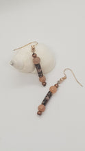 Load image into Gallery viewer, Rose Gold Rhodonite Sunstone Gemstone Beaded Earrings