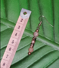 Load image into Gallery viewer, Rose Gold Rhodonite Sunstone Gemstone Beaded Earrings