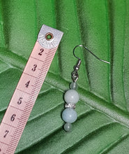 Load image into Gallery viewer, Silver Rhinestone Rondelle Amazonite Aventurine Gemstone Bead Earrings