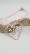 Load image into Gallery viewer, Handcrafted Silver Wire Wrapped Woven Love Heart Pendant Featuring A Faceted Crystal Bead