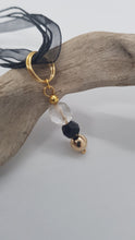 Load image into Gallery viewer, Gold & Black Faceted Bead & Crystal Bead Earrings & Pendant Set