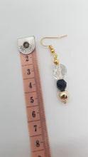 Load image into Gallery viewer, Gold & Black Faceted Bead & Crystal Bead Earrings & Pendant Set