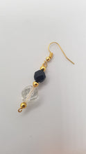 Load image into Gallery viewer, Gold Black Faceted Crystal Faceted Bead Earrings & Dangle Pendant Set