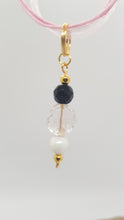 Load image into Gallery viewer, Gold Black Faceted Crystal & Pearl Bead Earrings & Pendant Set