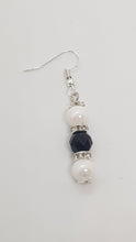 Load image into Gallery viewer, Silver Rhinestone Faceted Black Crystal Pearl Beaded Earrings