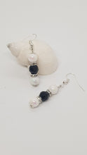 Load image into Gallery viewer, Silver Rhinestone Faceted Black Crystal Pearl Beaded Earrings