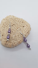 Load image into Gallery viewer, Silver Purple Pearl Beaded Earrings