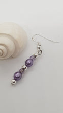 Load image into Gallery viewer, Silver Purple Pearl Beaded Earrings