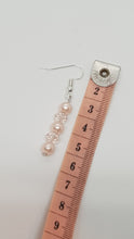 Load image into Gallery viewer, Silver Pale Pink Faceted Crystal Pink Pearl Beaded Earrings