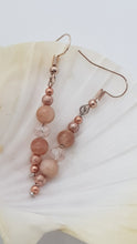 Load image into Gallery viewer, Rose Gold Pink Gemstone Pink Faceted Bead Earrings