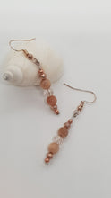 Load image into Gallery viewer, Rose Gold Pink Gemstone Pink Faceted Bead Earrings