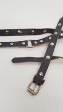 Load image into Gallery viewer, Original Vintage 80's Grey Leather Studded Wrap Around Belt