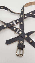 Load image into Gallery viewer, Original Vintage 80's Grey Leather Studded Wrap Around Belt