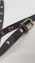 Load image into Gallery viewer, Original Vintage 80's Grey Leather Studded Wrap Around Belt