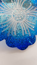 Load image into Gallery viewer, Set of 2 x Cobalt Blue & Silver Sparkly Glitter Hibiscus Resin Coasters